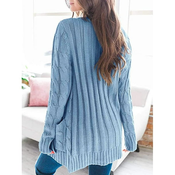 Women's Cable Knit Cardigan Long Sleeve Open Front Button Down Knitwear  Sweater Coat