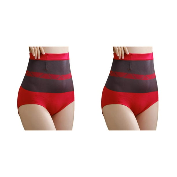Ropa interior moldeadora de cintura alta Sonducket Chinlon transpirable para mujer Rojo SG 2piezas