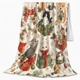 thumbnail image 2 of Watercolor Kittens With Presents Ornaments And Holiday Greenery Whimsical Christmas Art Flannel Blanket For Cat Fans, Soft Cozy Home Decor For Bedroom Living Room Christmas Gift, 2 of 9