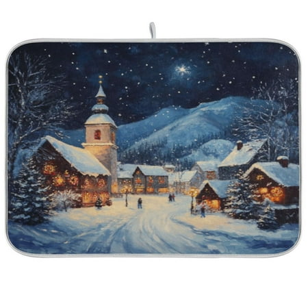 

Kitchen Drying Mat 18x24In Drying Dish Mat Dish Drying Mats Kitchen Countertop Multi-Function Drain Drying Mat Kitchen Table Christmas Snow Picture