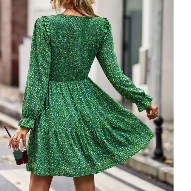 Vestido Estampado, Lindo Vestido De Mujer Con Cintura Media En El Pecho Y Cuello Redondo Para Fiesta ANGGREK No