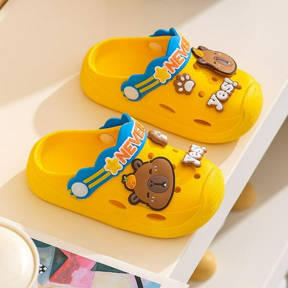Kids Summer Sandals Boys Outdoor Beach Shoes Unisex Clogs Slip On Water Shoes For Toddler Children Lightweight Casual Boys Sandals Yellow 20