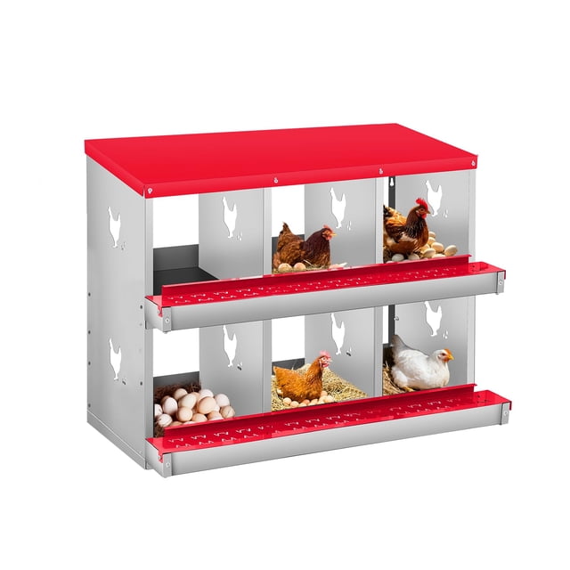 Yeshouse Nido para gallinas de 6, 8 y 10 agujeros, de acero galvanizado inoxidable, para gallinas, fácil de recoger y limpiar