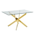 thumbnail image 4 of 50" Rectangular Glass Dining Table for 4-6 People, Modern Tempered Glass Kitchen Table with Irregular Stainless Steel Legs, Dining Table for Small Space, Apartment, Home Office, 4 of 7