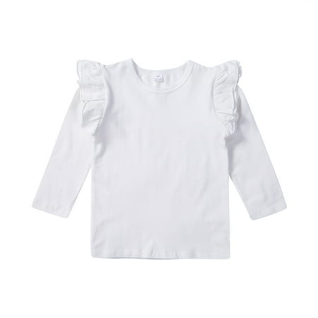 

Nokpsedcb Toddler Baby Boy Girl Basic Solid Plain Organic Cotton T Shirts Tops Long Sleeve Tee Shirt Girls Clothes White 2-3 Years