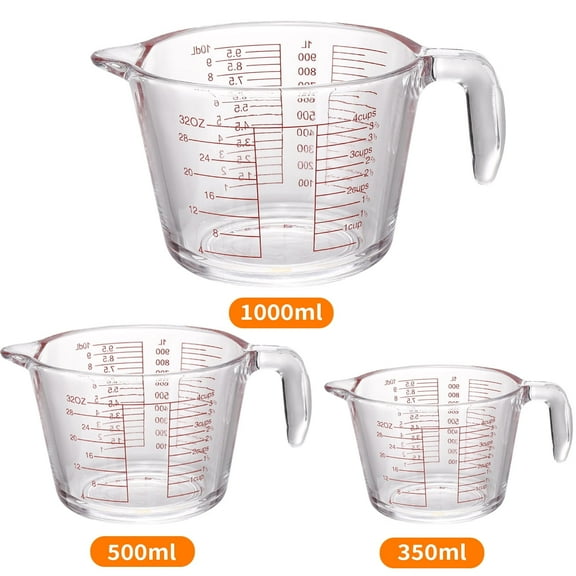 (3-Pack) Glass Measuring Cups Set, Measuring Cups For Prepping, Baking and Cooking, Preheated Oven, Dishwasher, Freezer, and Microwave Safe