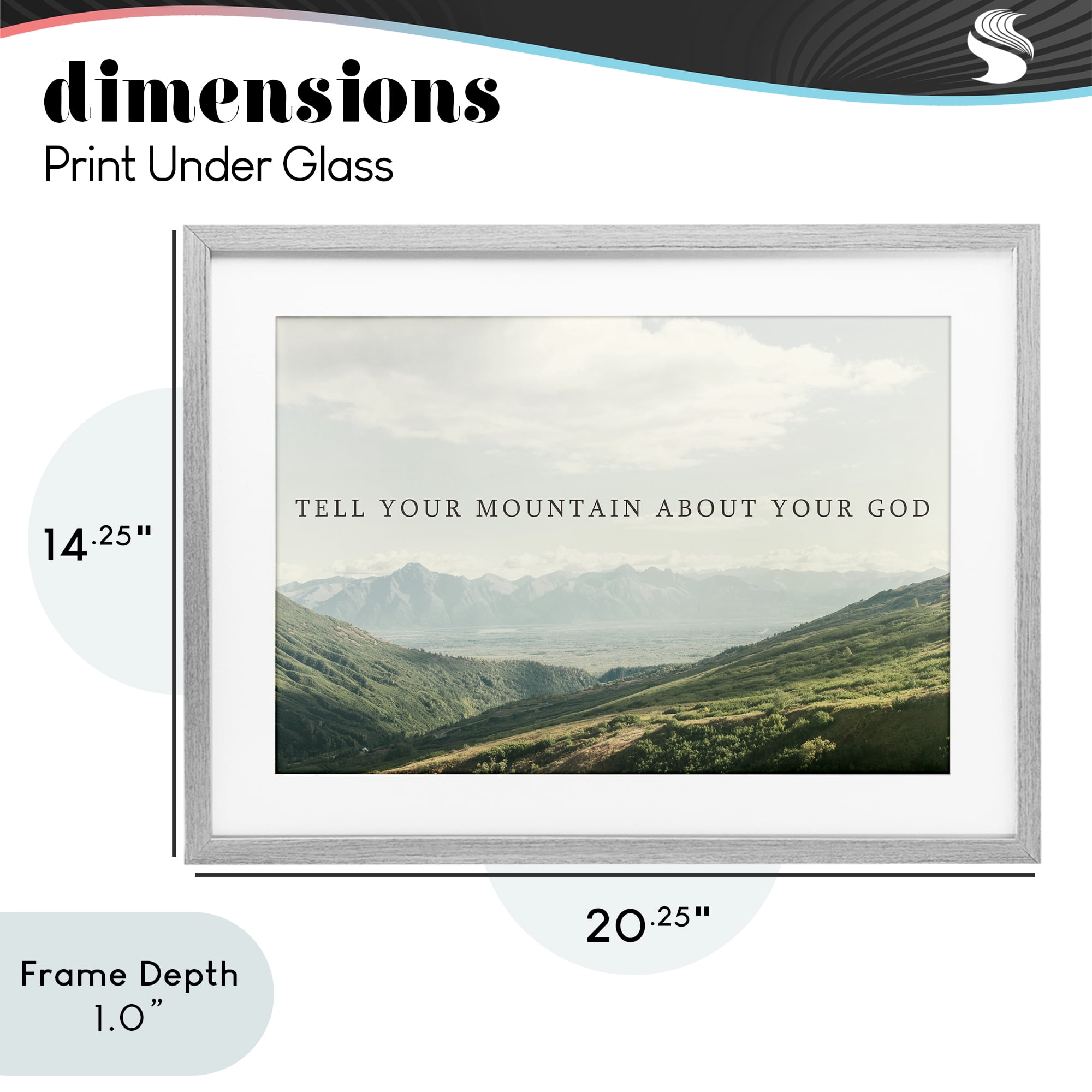 Stupell Industries Tell Your Mountain About God Gray Framed Print Under Glass, design by Kali Wilson