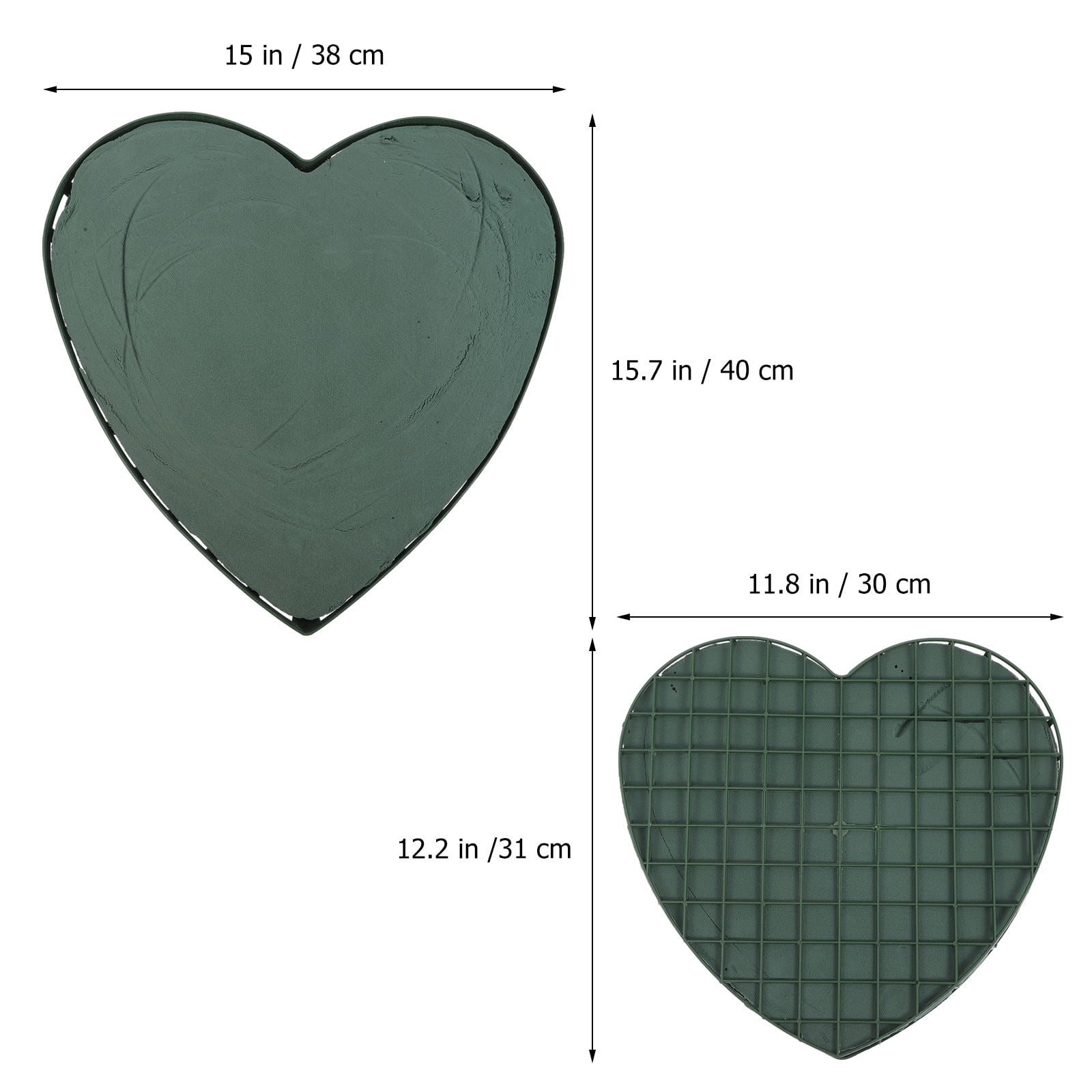 FENGGUIQU 2Pcs Heart Shape Floral Foam Cage Dark Green for Wedding Decoration Easy Water Absorption