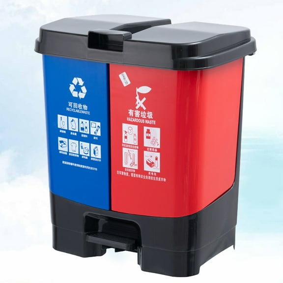 Soimiss Commercial Garbage Can Trash Can Red and Blue PP 1Pack