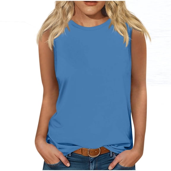 aidice Cotton Tanks for Women Sleeveless Crew Neck Breathable Loose Basic Tanks Summer Trendy Women's Tops