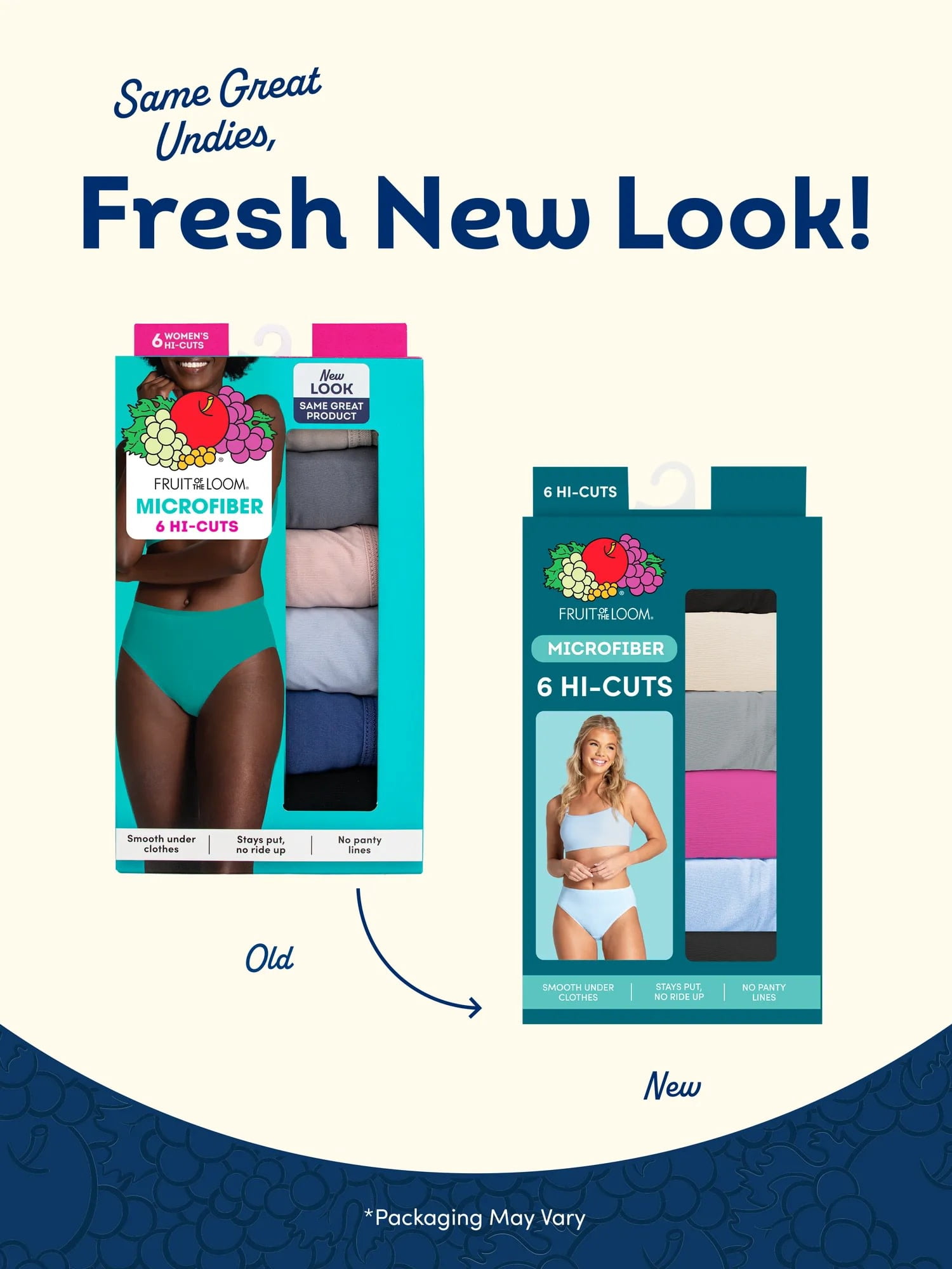 Fruit of the Loom Women's Microfiber Underwear, Smooth No Panty Lines, 6-Pack, Sizes S-3XL