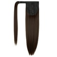 thumbnail image 2 of Drawstring Long Straight Ponytail Extension 28 inch Wrap Around Ponytail Synthetic Hair Extensions Clip in Ponytail Hairpiece for Women, Brown/Black, 160G (11colors), 2 of 8