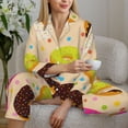 thumbnail image 4 of Wukai Donuts Print Women's Pajama Set - Soft Long Sleeve Sleepwear for Comfort and Style-X-Large, 4 of 9
