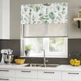 thumbnail image 4 of 2 Pack Eucalyptus Leaves Valance for Window Sage Green Leaf Summer Farmhouses Kitchen Valance Rod Pocket Short Curtain Topper Decorative Window Treatment for Living Room Bedroom 60"x18", 4 of 9