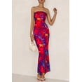 thumbnail image 3 of Vestido largo PRETTYGARDEN para mujer, ajustado sin tirantes, rojo marino, 3 of 9