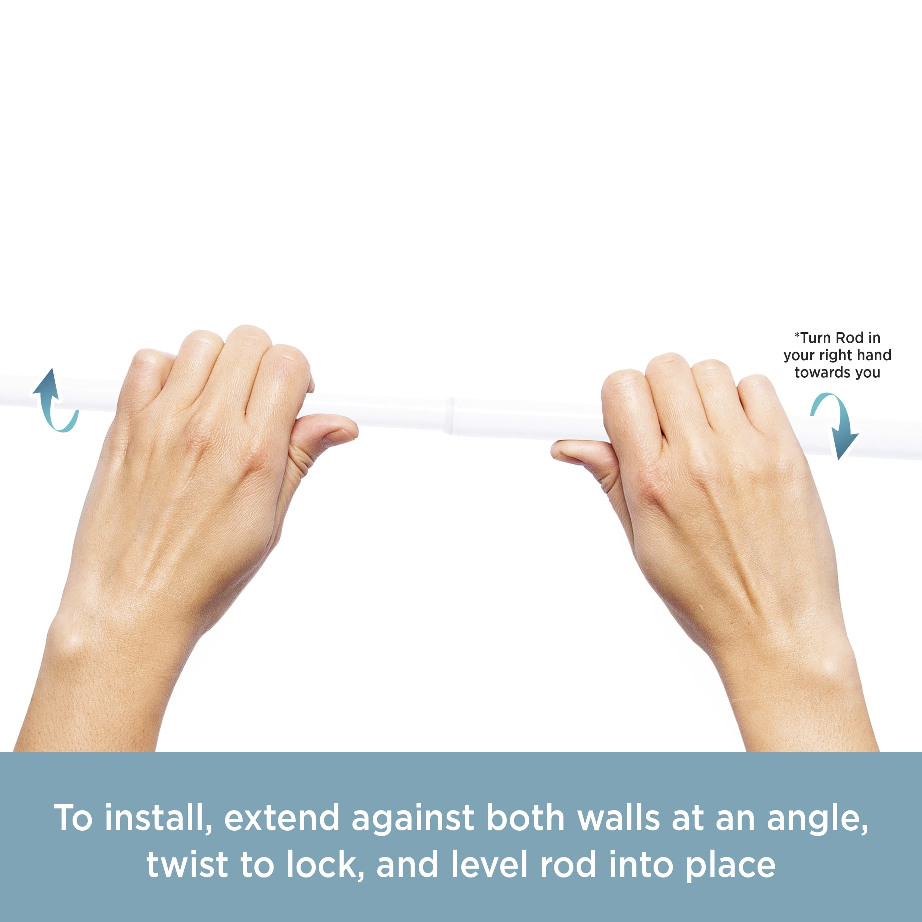 Kenney® Rogers 5/8" Twist & Fit No Tools Adjustable Tension Window Curtain Rod, 28-48", White