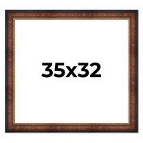 35x32 Frame Brown Walnut Gold Ornate Trim Solid Wood Plein Air Picture Frame | 3 Inch Moulding