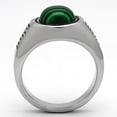 thumbnail image 4 of Anillo Color Plata Para Hombres de Acero Inoxidable Malachite Esmeralda, 4 of 4