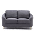 thumbnail image 2 of Benjara Nial 60" Loveseat- Linen Upholstery- Pine Wood- Smooth Gray- Gold Legs, 2 of 5
