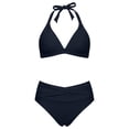 thumbnail image 5 of WEIGFI Womens Bikini Sets 2 Piece Swimwear Push Up Top And High Waist Bottom Halter Neck Cheeky Swimsuit Solid Color Elegant Triangle Summer Pool Comfort Holiday Swim Wear,Black,L, 5 of 5