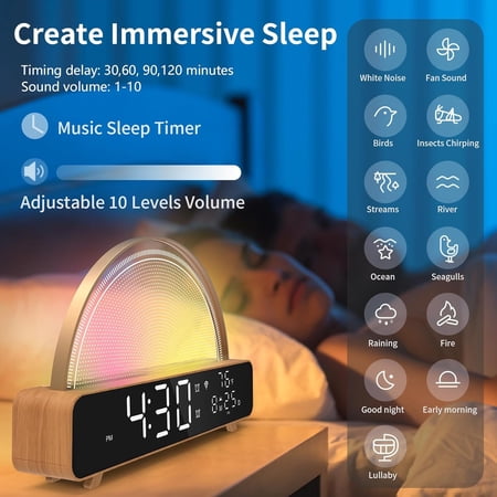 LED Touch Lamp with Sunrise Alarm & White Noise, App Control Alexa Compatible Long Distance Interaction Light for Bedroom