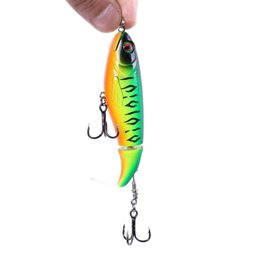 HENGJIA Fishing Lures, 8PCS Popper lure  with Floating Rotating Tail Barb Treble Hooks, Topwater Fishing Lures for Saltwater and Freshwater Bass Trout Walleye