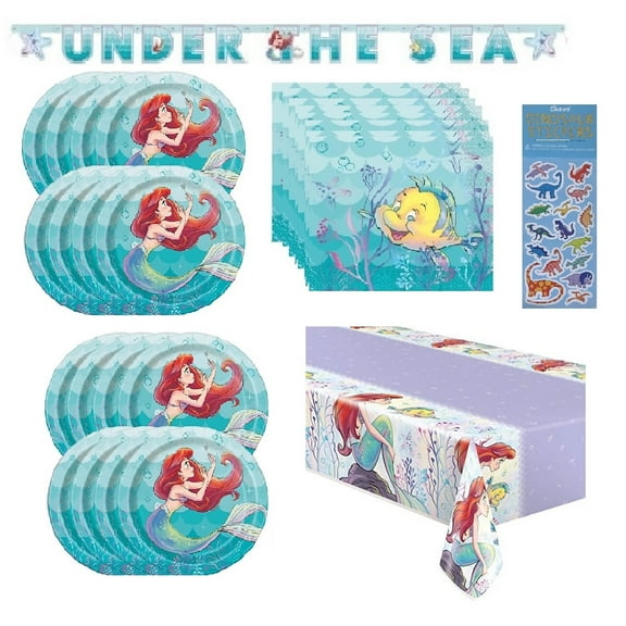 Unique Disposable Party Supply Sets with Plates Table Covers, Blue