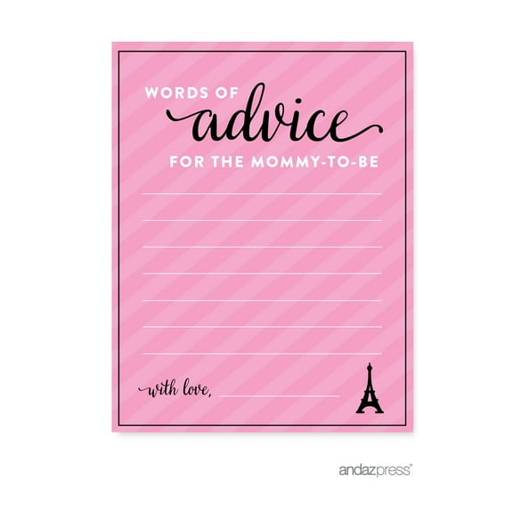Advice Cards  Paris Bonjour Bebe Girl Baby Shower Game, 20-Pack
