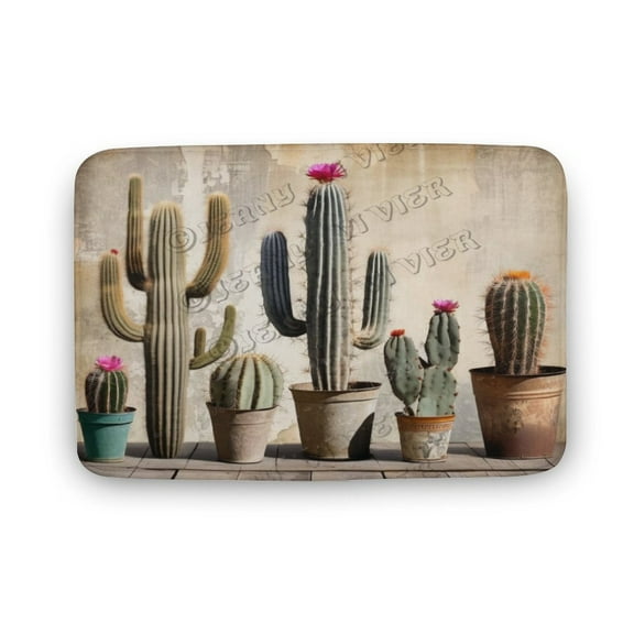 Cactus Green Plants Printed Bathroom Rugs Ultra Soft Bath Rugs - Bath Mats for Bathroom, Machine Wash, Non Slip Backing Rubber,Bathroom Rug 16"x24"
