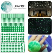HOTBEST 637PCS Glow in The Dark Stars Stickers Glowing Ceiling Stars Full Moon Wall Stickers Solar System Galaxy Planets Wall Decor for Kids Gilrs boys Bedroom