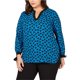 thumbnail image 1 of Anne Klein Blusa con puños anudados para mujer, Azul, 2X, 1 of 1