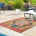 thumbnail image 3 of Unique Loom Outdoor Traditional Collection Area Rug - Limon (7' 10" Square Multi/Red), 3 of 6