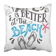 thumbnail image 1 of RYLABLUE Life Is Better at the Beach Hand Lettering Quote with Flip Flops Footwear Sign Isolation on White Pillowcase Pillow Cover 20x20 inches, 1 of 1