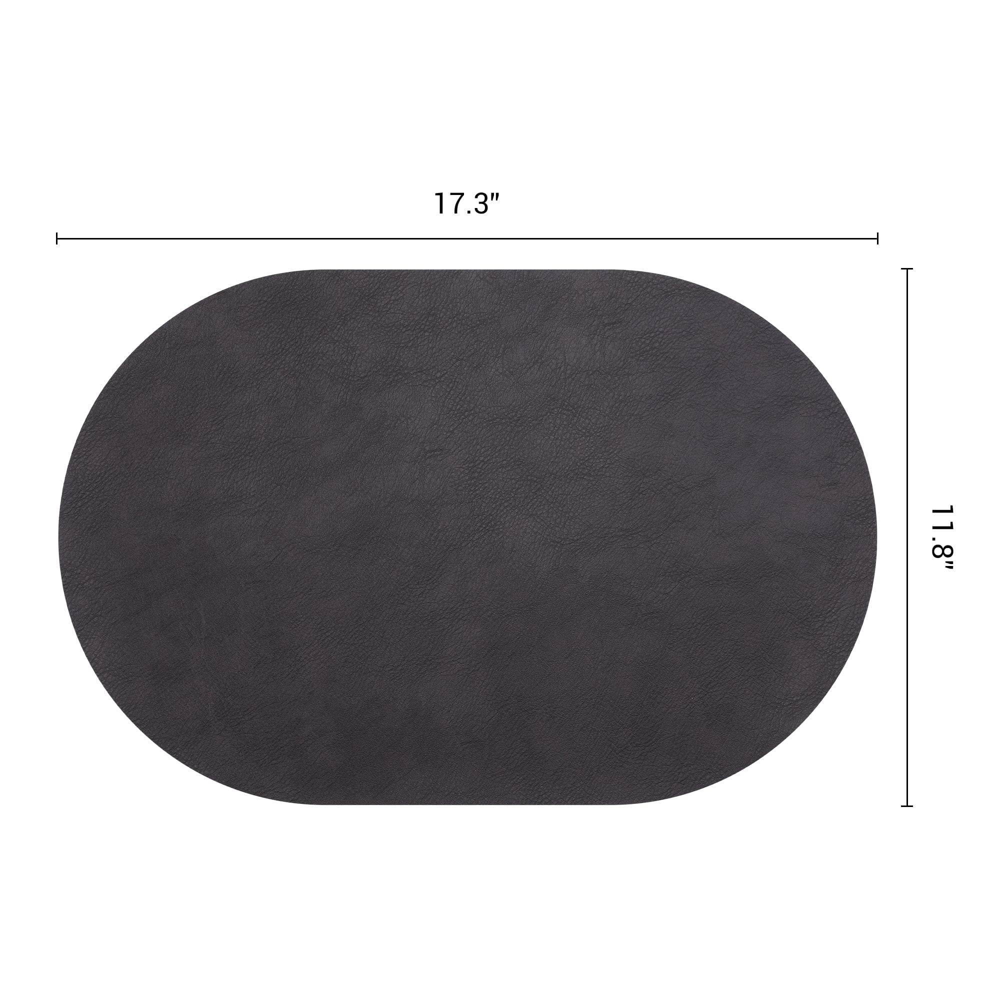 Unique Bargains 6pcs Oval Table Mats for Kitchen Black Brown/Black 17.3"x11.8"