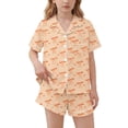 thumbnail image 2 of Ahabrexf Girls Summer Outfits Print Turn-Down Collar Short Sleeve Top and Shorts Pajama 2-Pc Set Homewear for Kids, 2 of 8