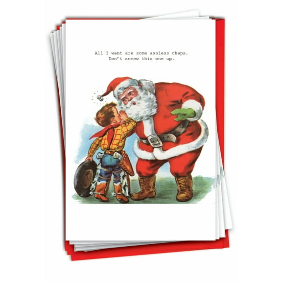 12 Merry Christmas Cards Pack (1 Design, 12 Cards) - A-sless Chaps B1111