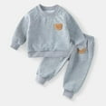 thumbnail image 2 of Comfy Sets CloCozyg For Boys Girls Long Sleeve Round Neck With Embroidered Teddy Bear Cute Comfortable Warm Sports Set Two-piece Set, Gray 1 Years, 2 of 7