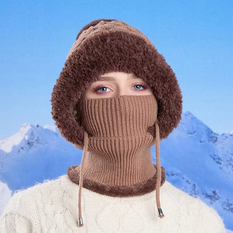 Women’s Darh Orange Winter Warm Knit Wool Snow Ski Hat with Visor HINDAWI Winter Hats for Women Outdoor Warm Winter Hat Knit  main image 3
