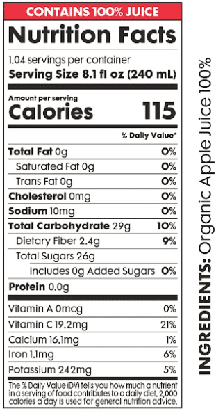 Pomona Organic Juices Apple Juice, 8.4 oz, 12-Pack