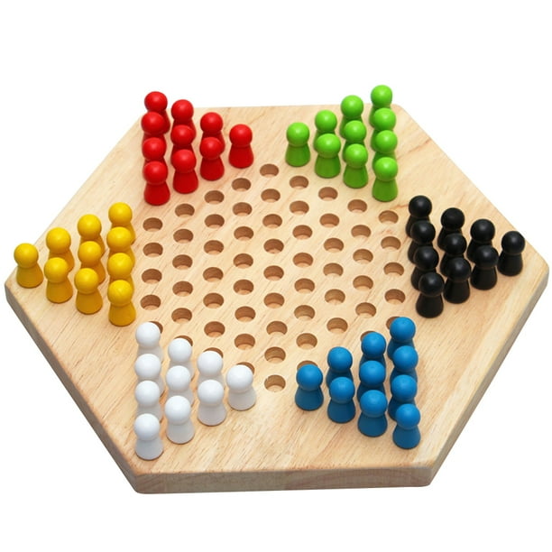 Yesbay Wood Chinese Checkers Jumping Chess Board Game Children Kids