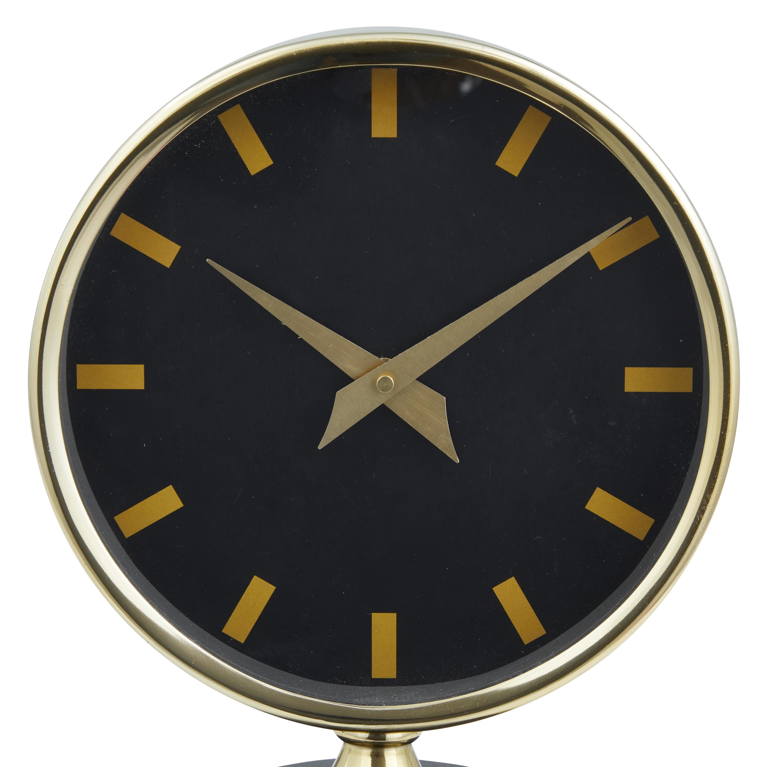 DecMode 11" Gold Stainless Steel Metal Clock with Black Face