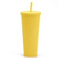 thumbnail image 1 of Double-layer plastic straw cup large capacity creative 710ml durian cup hand cup portable diamond cup（yellow） G01, 1 of 4