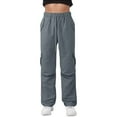 thumbnail image 6 of Women's Outdoor Cargo Pants Ultra-Light Waterproof Hiking Joggers with High Waist Elastic Drawstring & Multi-Function Pockets Gray XXL, 6 of 8