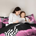 thumbnail image 5 of jejeloiu Jungle Cheetah Pattern Queen Comforter Set,Black Pink White Bedding Comforter Set For Teens Reversible 3pcs, 5 of 8