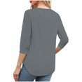 thumbnail image 5 of Summer Akafmk 3/4 Sleeve Shirts for Women,Summer Womens Pleated Front Tunic Tops,Casual Loose Solid Color V-neck Lace Quarter Sleeve Top, 5 of 5