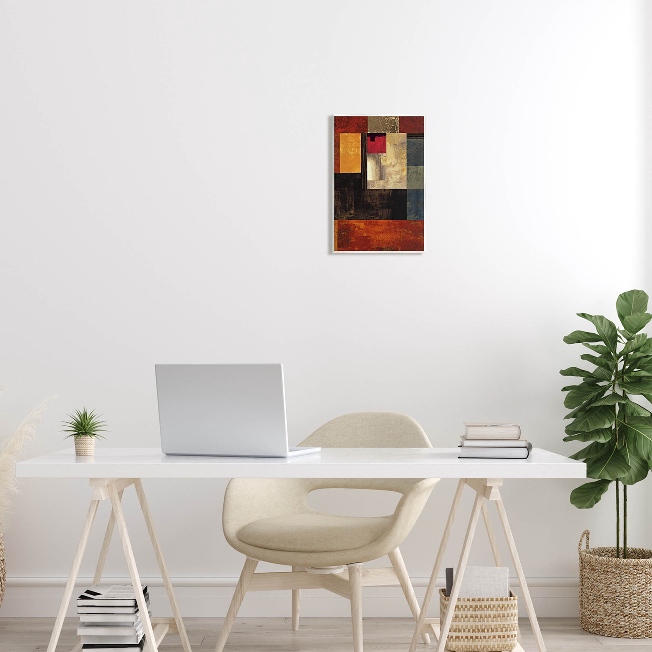 Rich Red Geometric Squares Abstract Graphic Art Unframed Art Print Wall Art