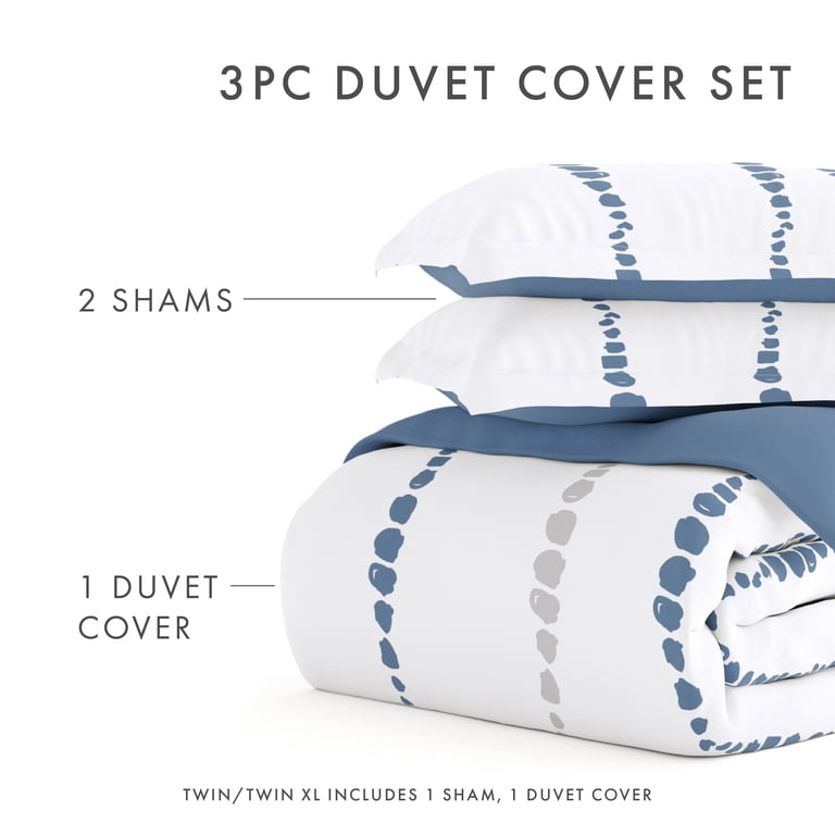 Noble Linens Reversible Coastal Blue Duvet Cover Set, Full/Queen photo 5