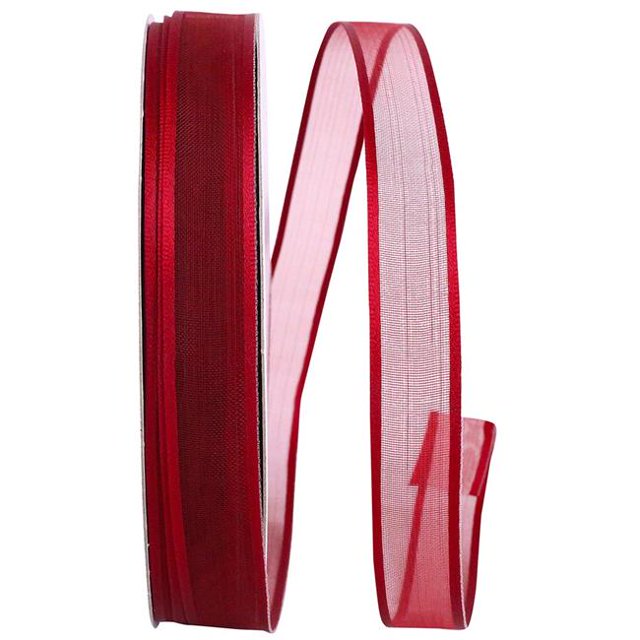 Reliant Ribbon 25771W-018-03K 0.625 in. Charlize Sheer Satin Wired Edge Ribbon, Classic Red - 50 Yards