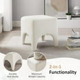 thumbnail image 5 of 17" Boucle Modern Square Foot Stool Ottoman, Vanity Stool for Makeup, Rectangle Foot Rest for Couch, Upholstered Ottoman Stool for Living Room, Bedroom, Entryway (2, White), 5 of 14