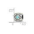 thumbnail image 2 of 925 Sterling Silver Oxidized Reflections SimStars Simulated Turquoise Cubic Zirconia Bead Charm 7.27x7.27mm Wide Pendant, 2 of 2